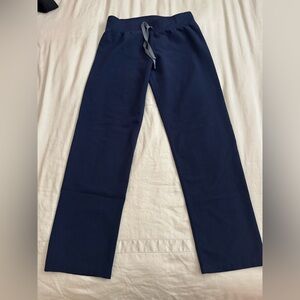 Figs Women's Navy Straight Leg Scrub Pants with Gray Drawstring